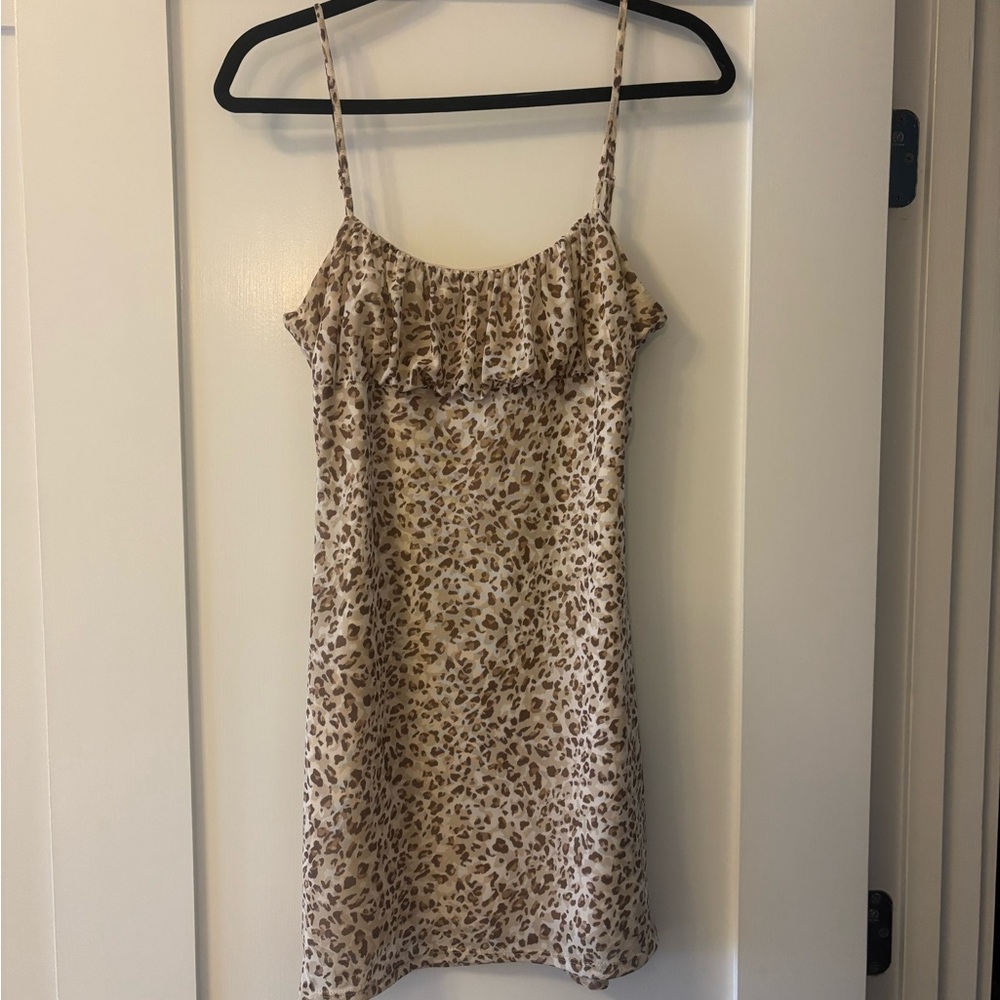 Leopard Print Ruffle Mini Dress
